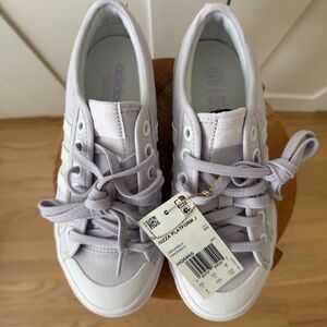 NEW Adidas Nizza Youth SZ 4 Girls Platform Shoes Sneakers PURPLE/WHITE